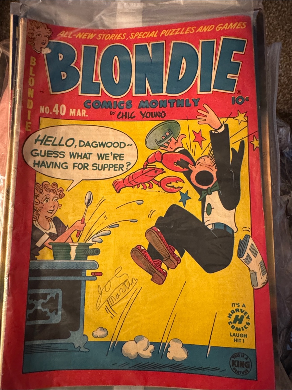 Blondie Comics Monthly No.40 Vintage Comic Book - Yellow & Red Cover